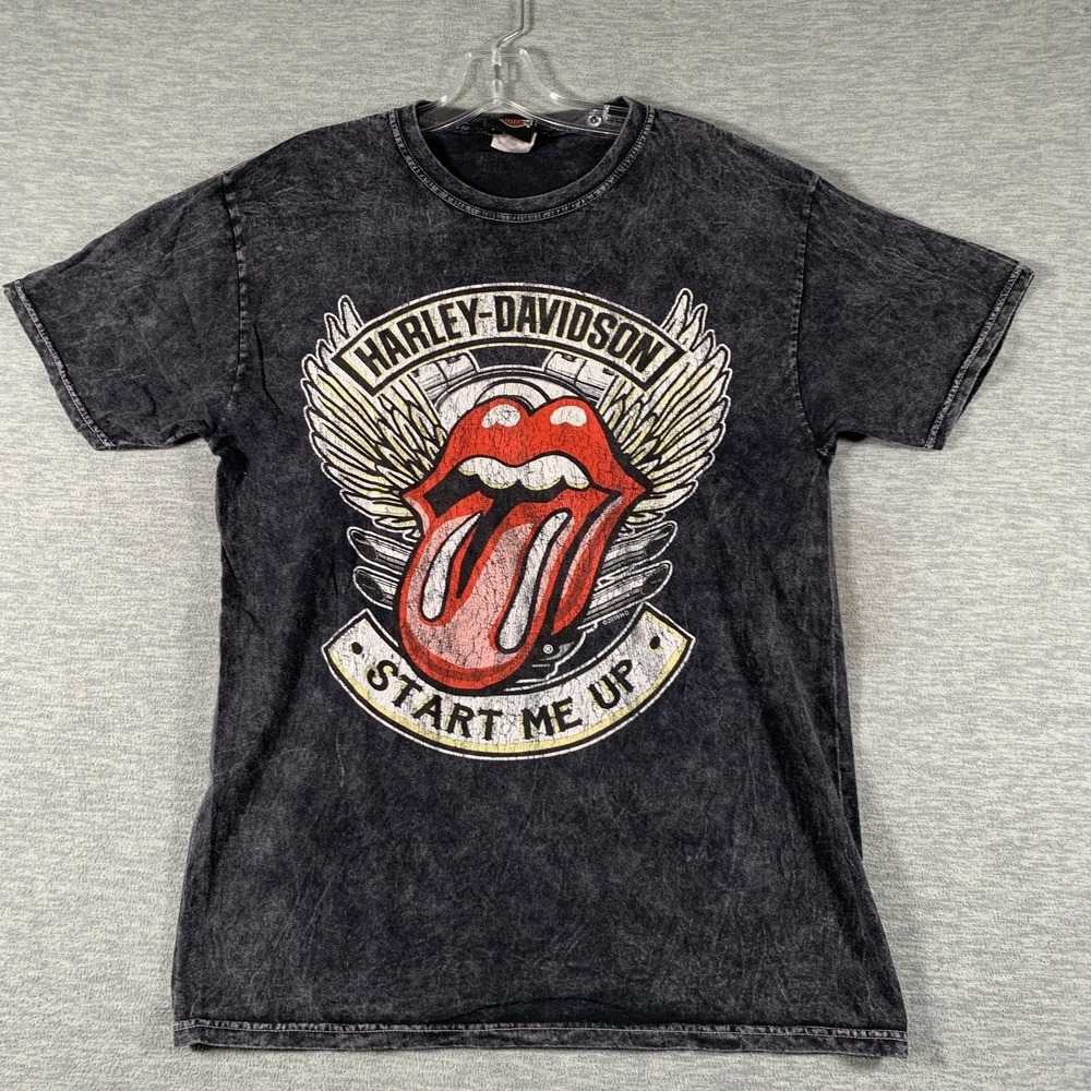 Harley-Davidson Shirt Mens Medium Black Rolling Stones Start Me Up Graphic Tee